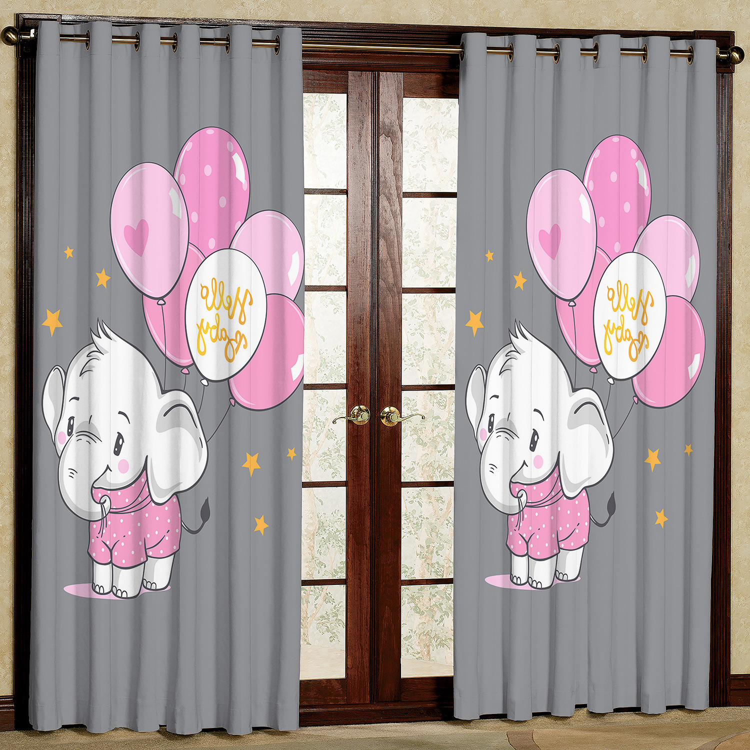 پرده مدل فیل و بادکنک هازان پانچی کد 4270b سایز 140x200 سانتی متر