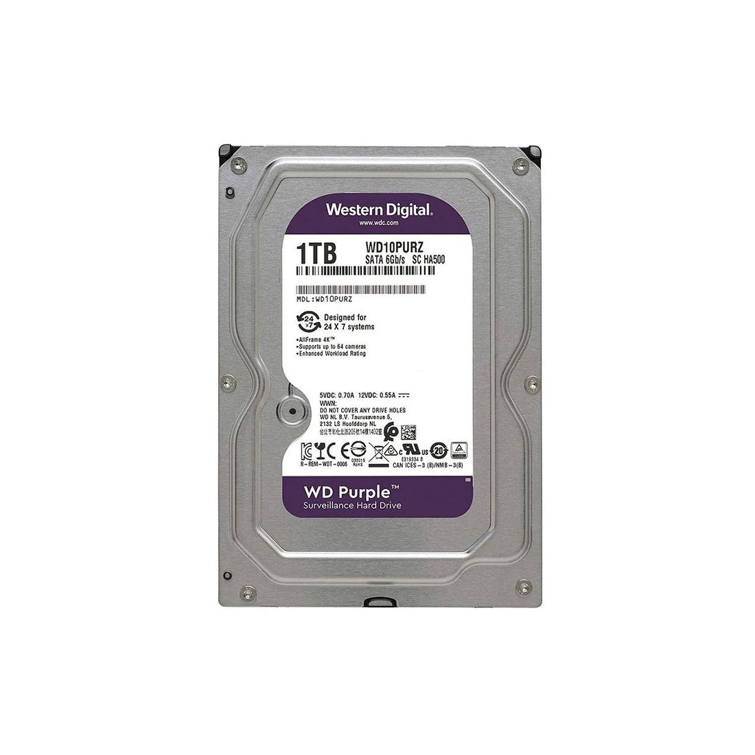 هارد دیسک اینترنال وسترن دیجیتال Purple WD10 ( ظرفیت 1 ترابایت )