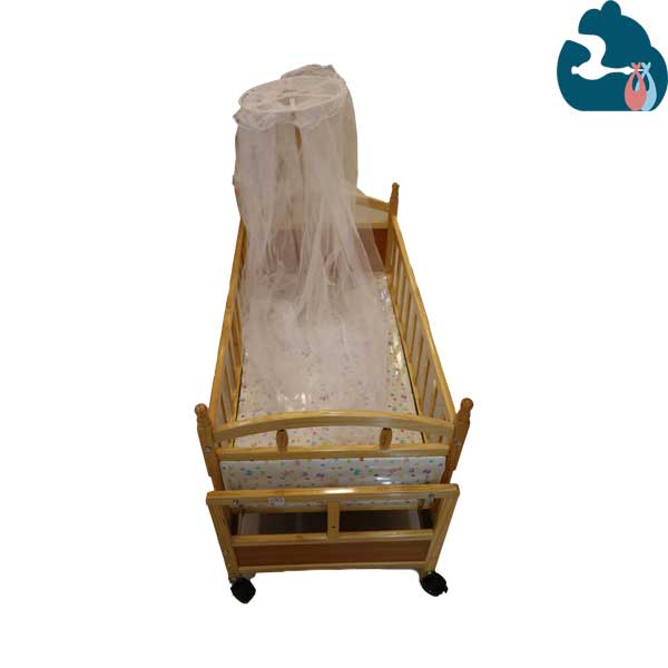 تخت کنار مادر و گهواره چوبی نوزاد و کودک مدل ST661