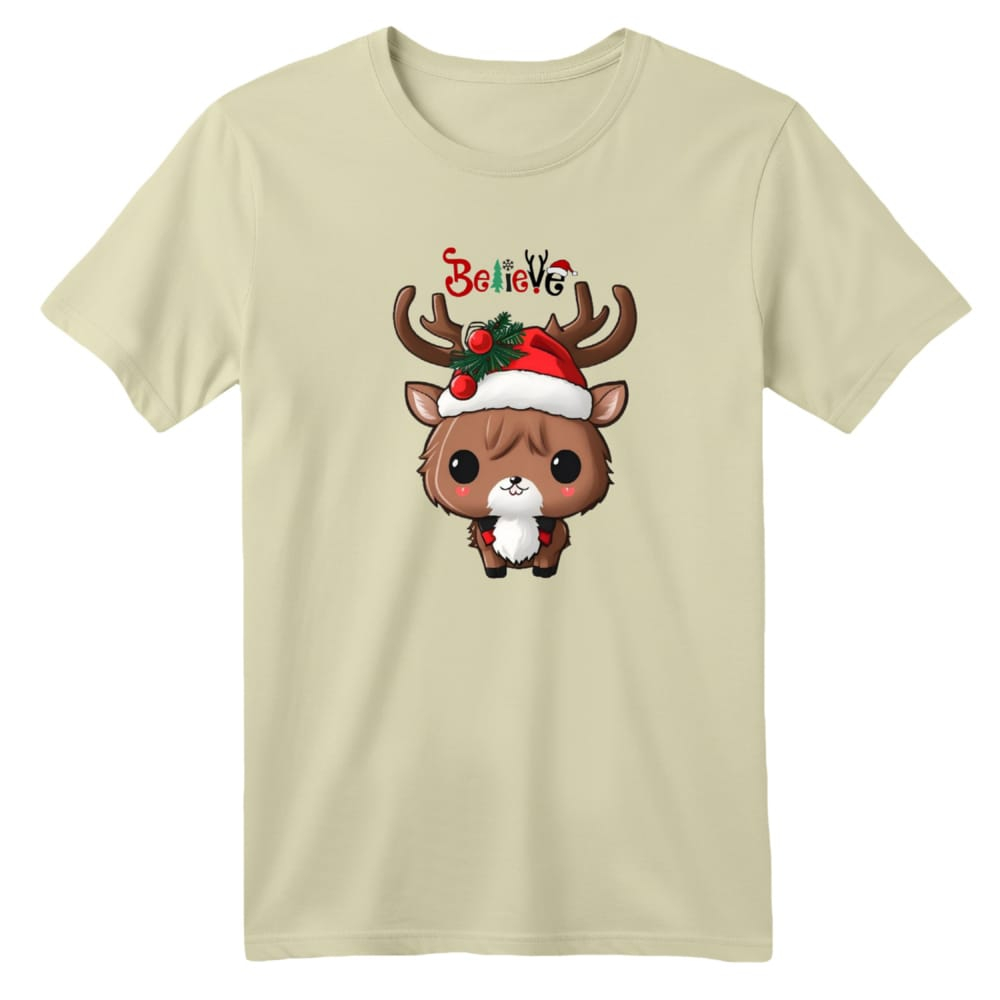 تی شرت آستین کوتاه بچگانه مدل گوزن کریسمس کد 5 رنگ کرم