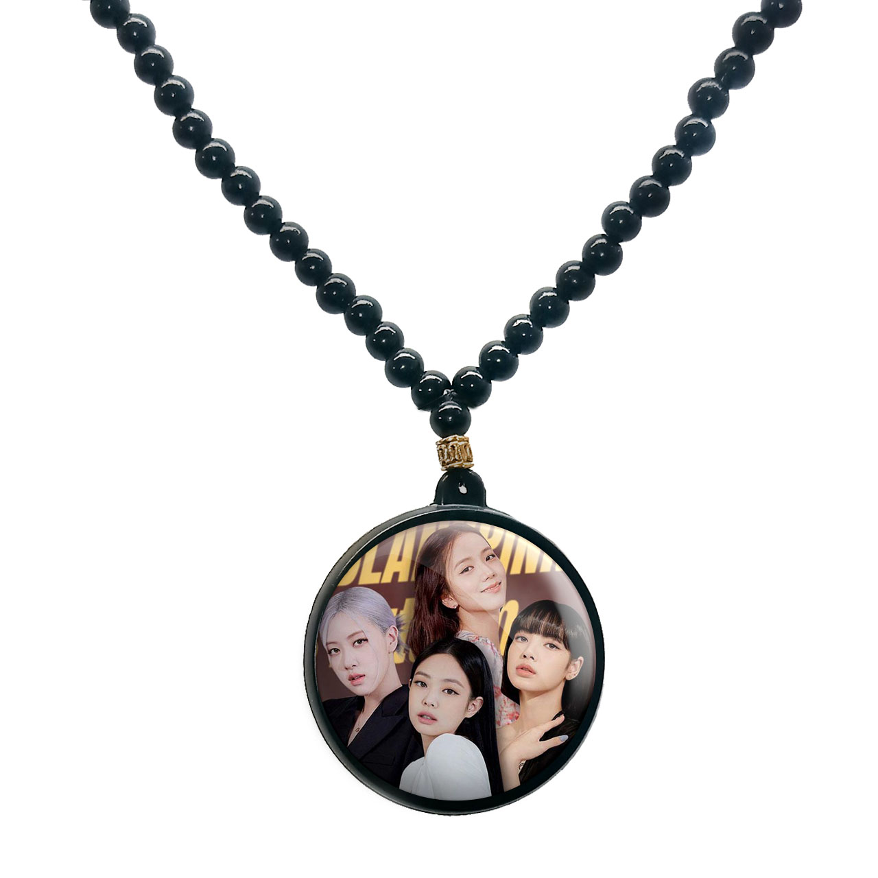 گردنبند پرمانه طرح بلک پینک کد pmd.6715 مدل دو طرفه