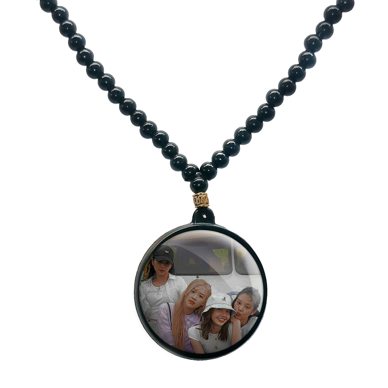 گردنبند پرمانه طرح بلک پینک کد pmd.17769 مدل دو طرفه