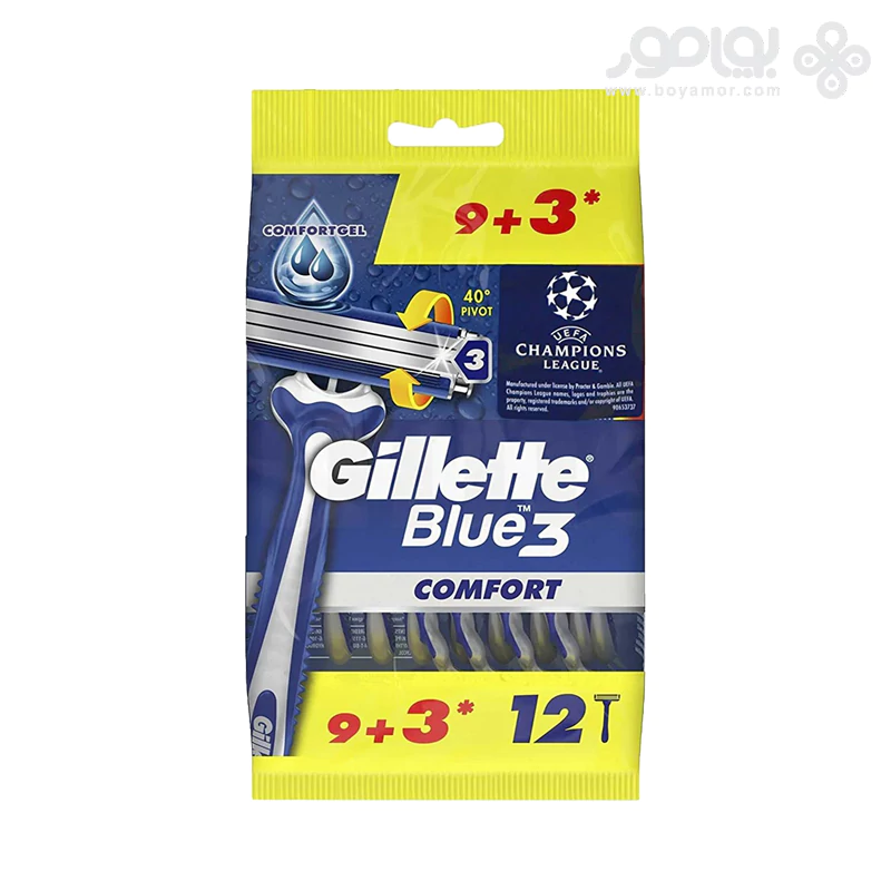 خودتراش اصلاح ژیلت مدل Blue 3 سری بسته 12 عددی
