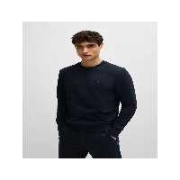 سویشرت آبی مردانه آرم لاستیکی طرح دار پارچه ای حوله پنبه BOSS