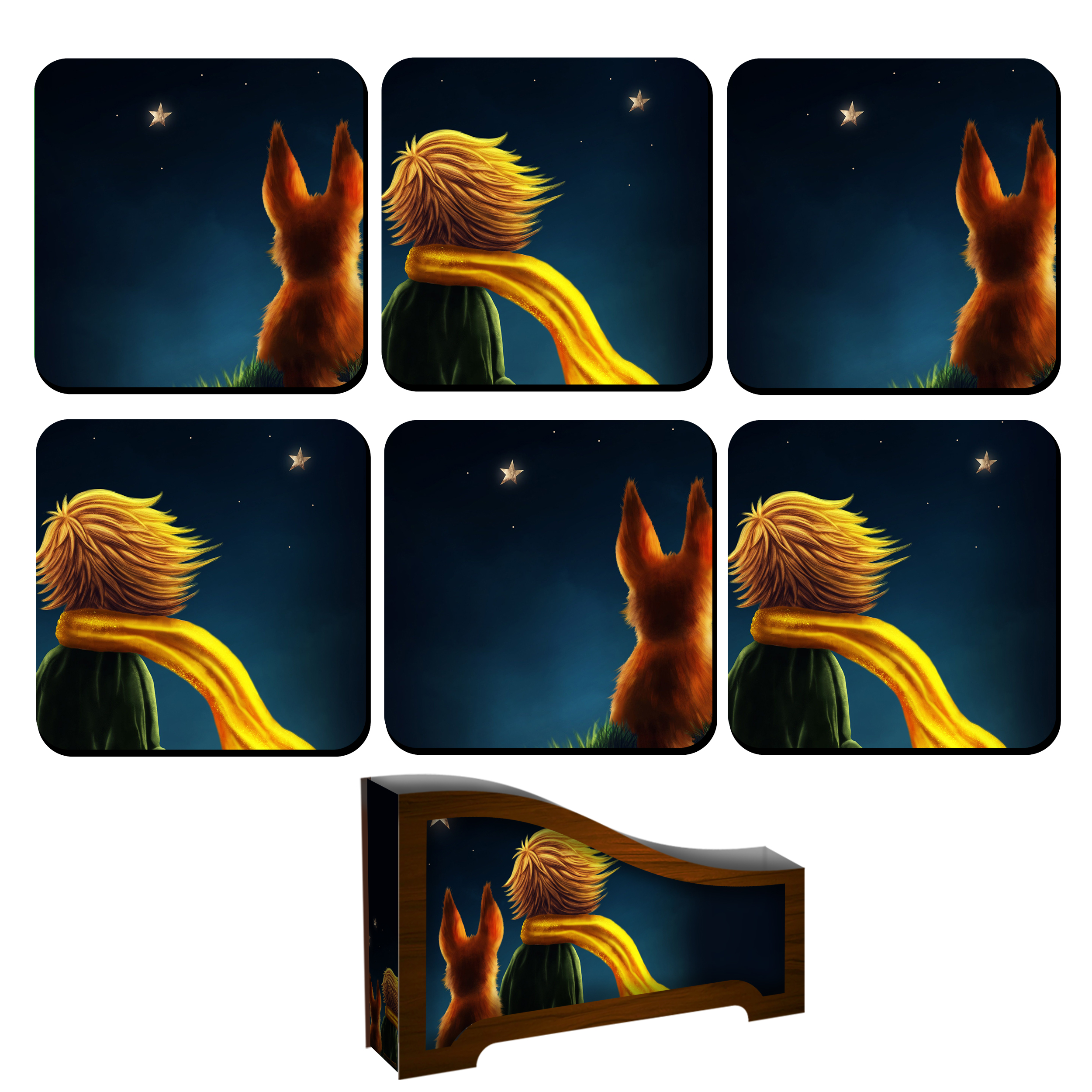 زیر لیوانی لوکسینو مدل شازده کوچولو مجموعه 6 عددی 