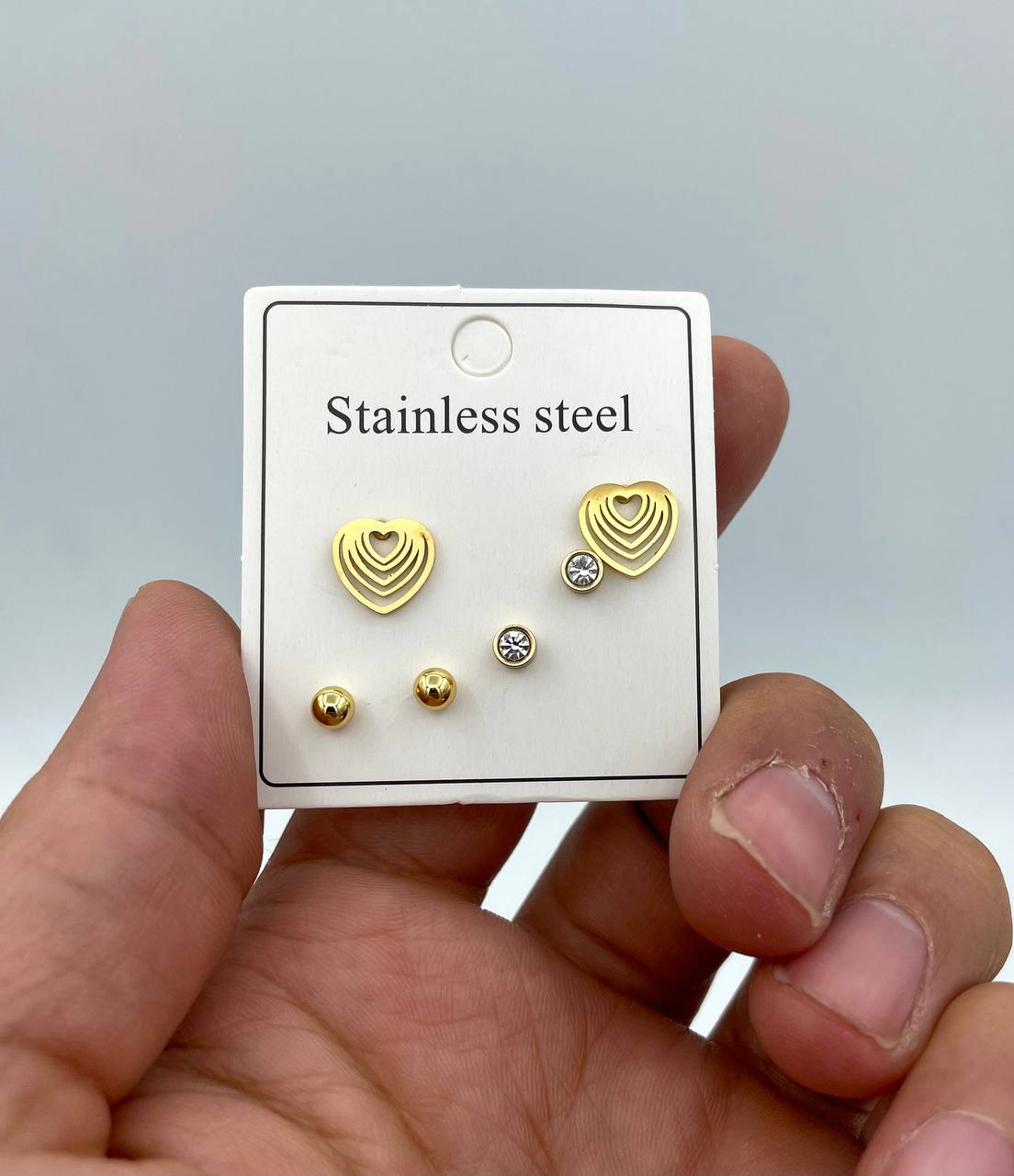 گوشواره 3جفتی طلایی 3طرح داخل پک جور