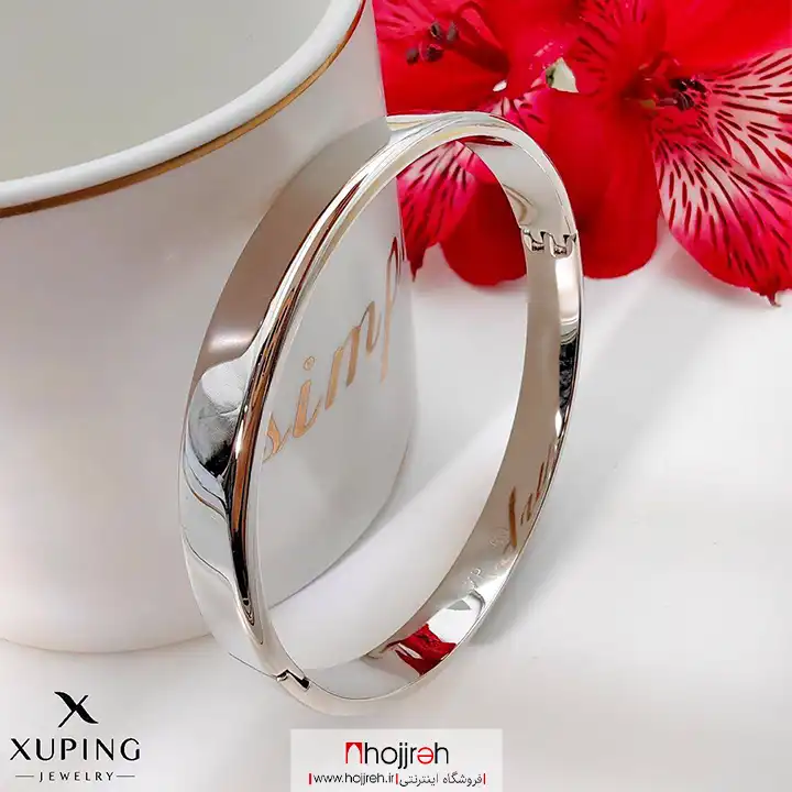 اطلاعات ، قیمت و خرید دستبند النگویی پهن برند ژوپینگ XUPING آبکاری طلا رنگ نقره ای کد D662
