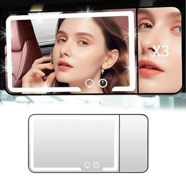 خرید و قیمت آینه آرایشی خودرو با نور و لنز بزرگنمایی - کی ام کالا