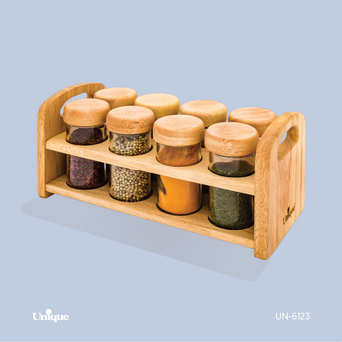 ست ادویه 8تایی مستطیل چوبی یونیک کد محصول: UN-6123