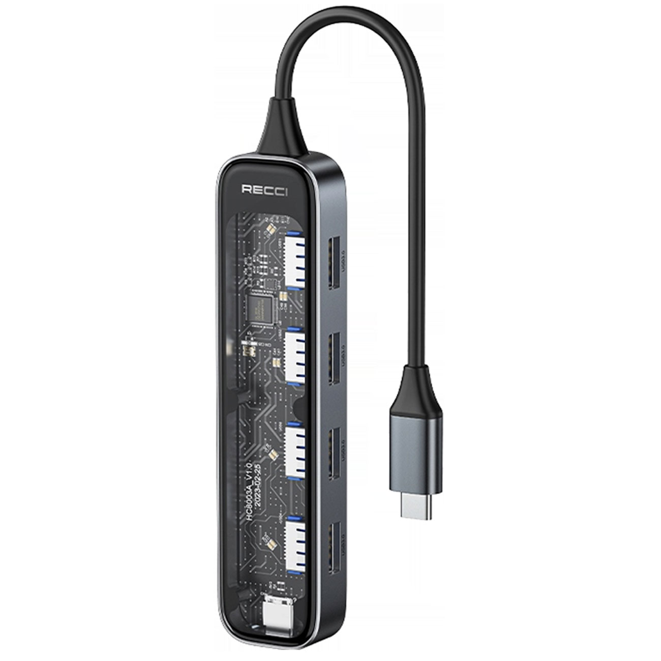 هاب تایپ سی 5 پورت طرح شفاف رسی RH19