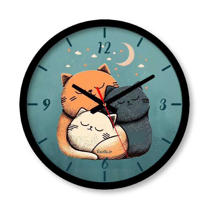 ساعت دیواری بزرگ راویتا طرح گربه کد 3621