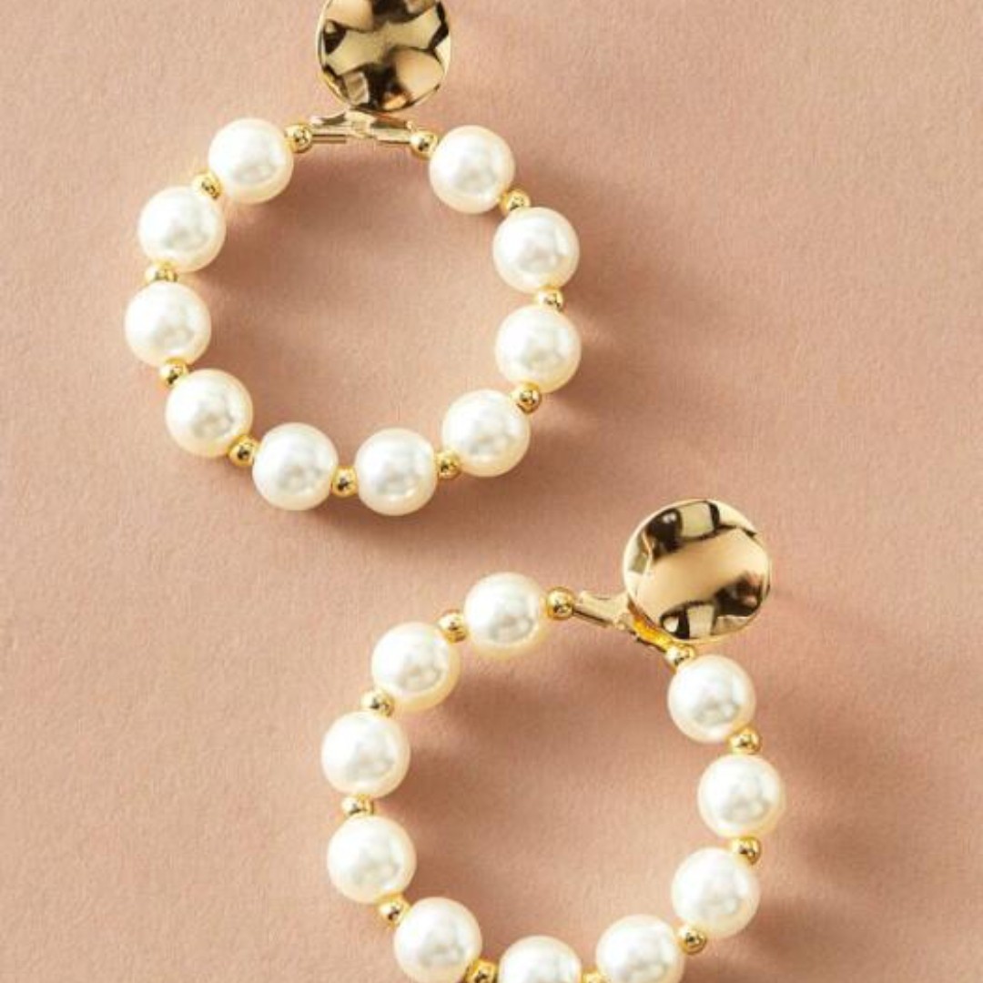 گوشواره حلقه ای طرح مروارید