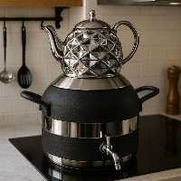 کتری قوری لاکچری با کف چدن هزینه ارسال پس کرایه بامشتریe