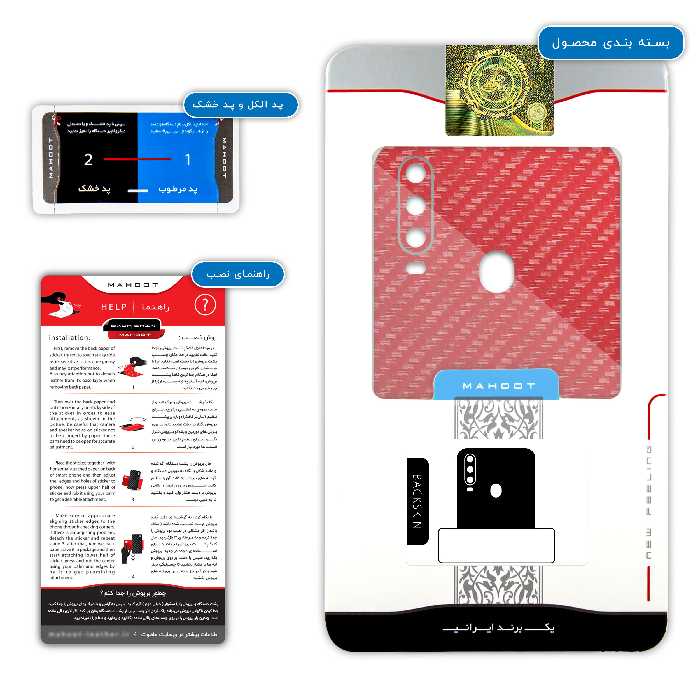 برچسب پوششی ماهوت مدل Red-Fiber مناسب برای گوشی موبایل جی ال ایکس Shahin 2