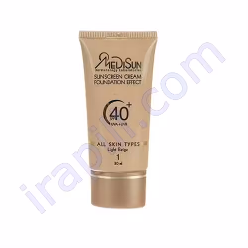 ضد آفتاب کرم پودری رنگی بژ روشن انواع پوست SPF40 مدیسان 30 میلی لیتر
