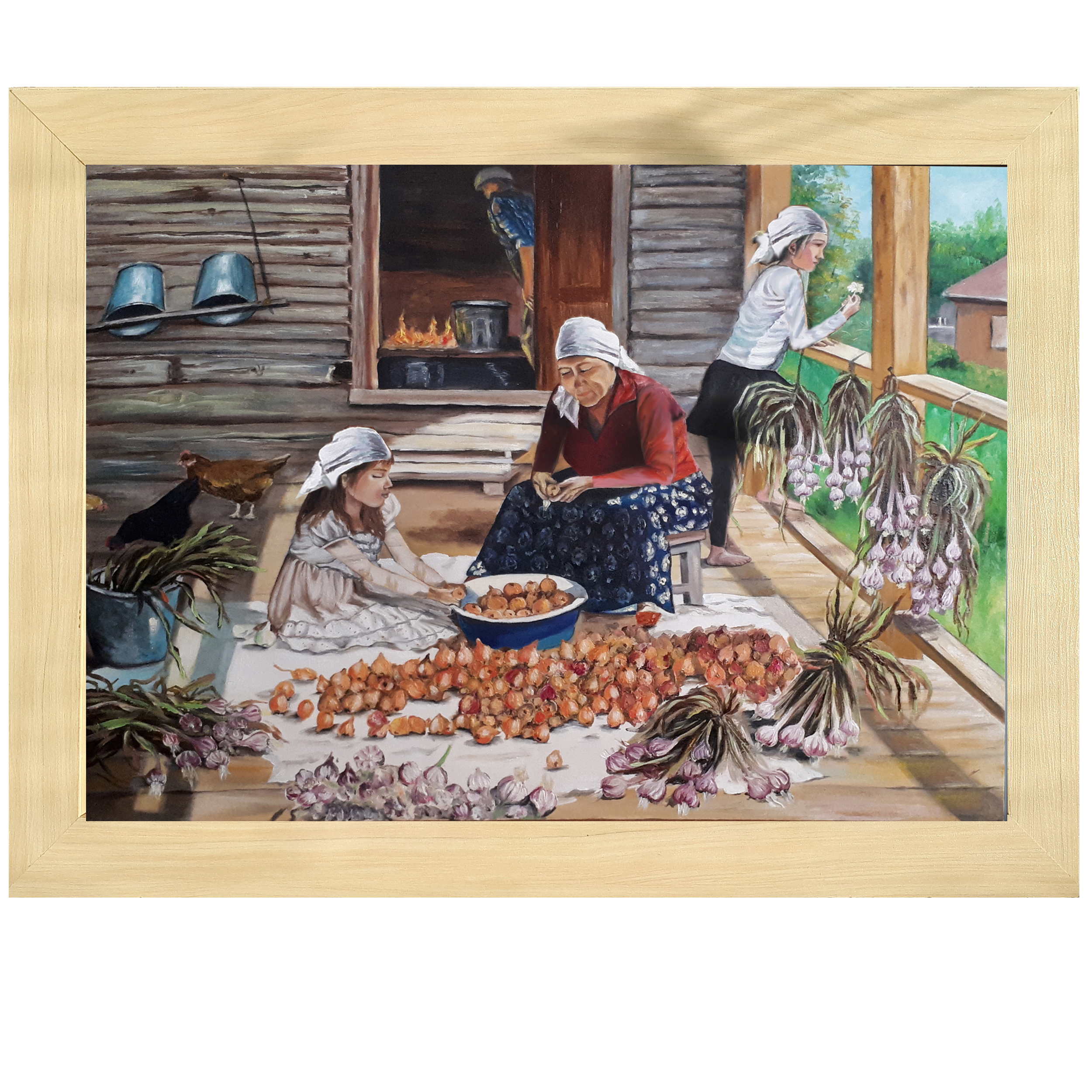 تابلو نقاشی طرح زندگی روستایی کد 13486