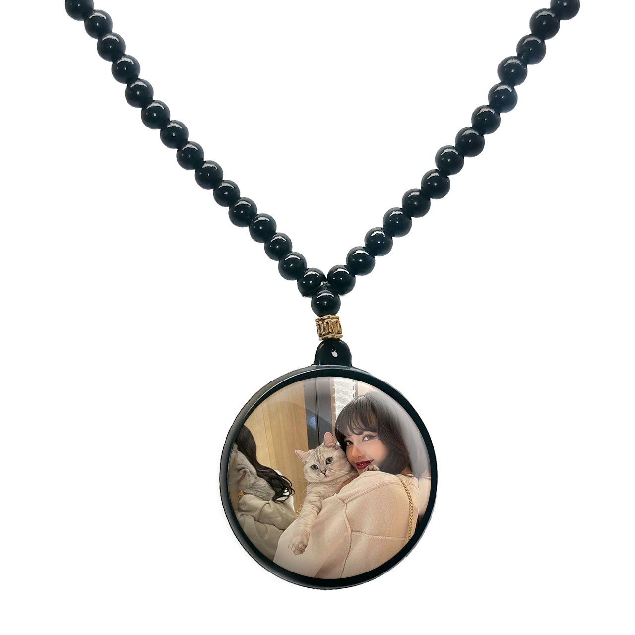 گردنبند پرمانه طرح بلک پینک کد pmd.6735 مدل دو طرفه