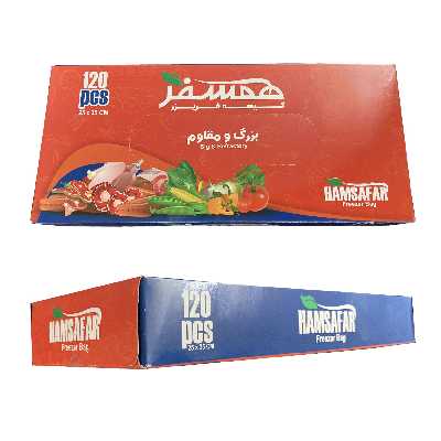 کیسه فریزر همسفر مدل جعبه ای ضخیم بسته 120 عددی