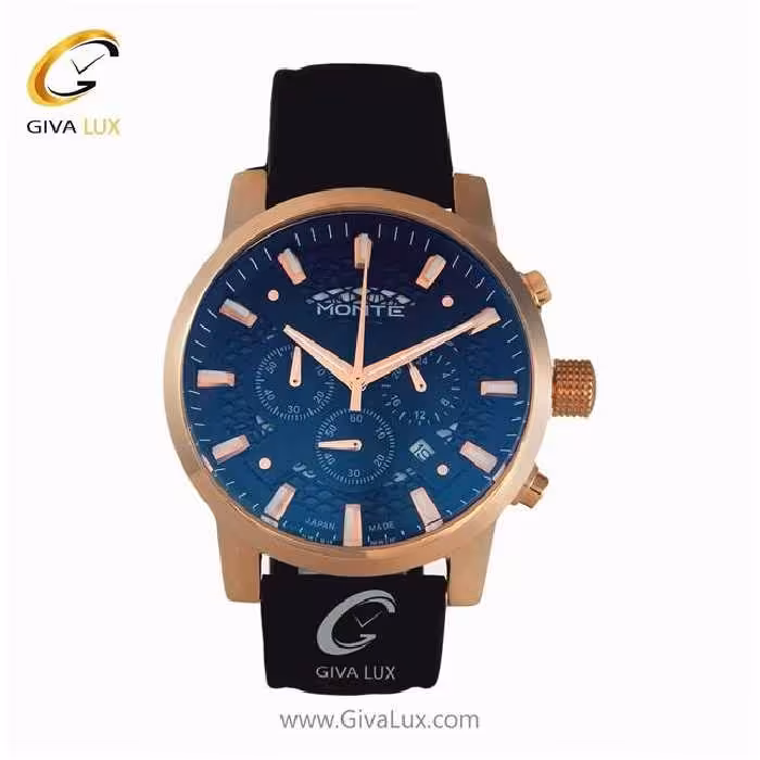 پک کادویی ساعت مچی مردانه بند چرمی مشکی سه موتوره کرنوگراف مونته با بند اضافه جیر قهوه ای M751340 BLRG