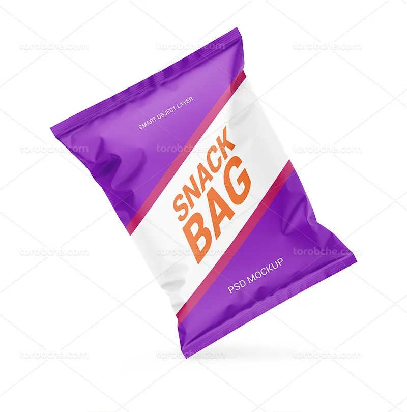 موکاپ PSD بسته بندی چیپس لایه باز | گرافیک با طعم تربچه