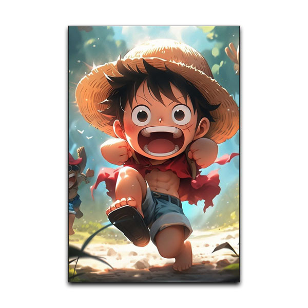 تابلو شاسی گوفی مدل انیمه وان پیس لوفی کیوت و بامزه طرح Luffy One Piece Anime کد RUN25 | دنیای قاب