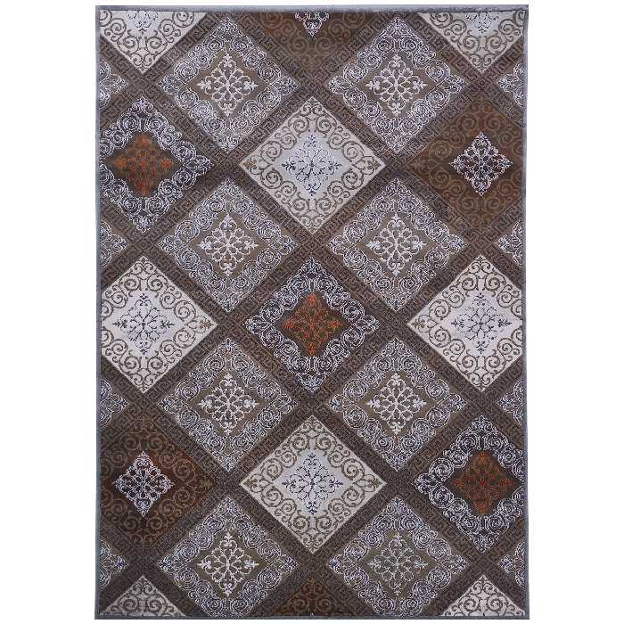 فرش ماشینی زمرد مشهد مدل KR27 زمینه طوسی