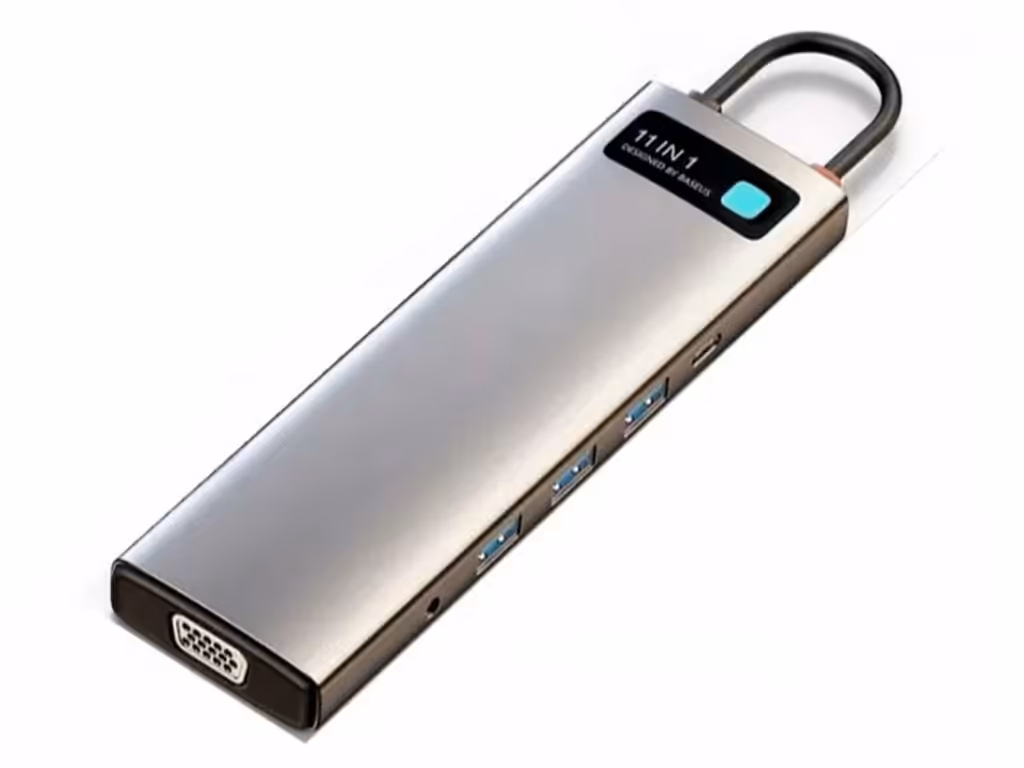 هاب تایپ سی 11 پورت بیسوس Baseus Metal Gleam 11 in 1 Multifunctional Type-C HUB 100W CAHUB-CT0G