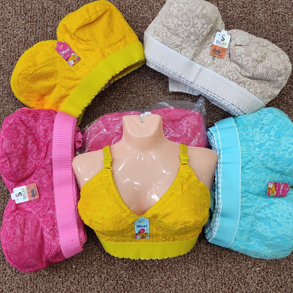 سوتین دانتل زیر بافت  کش پهن سایز75تا 85