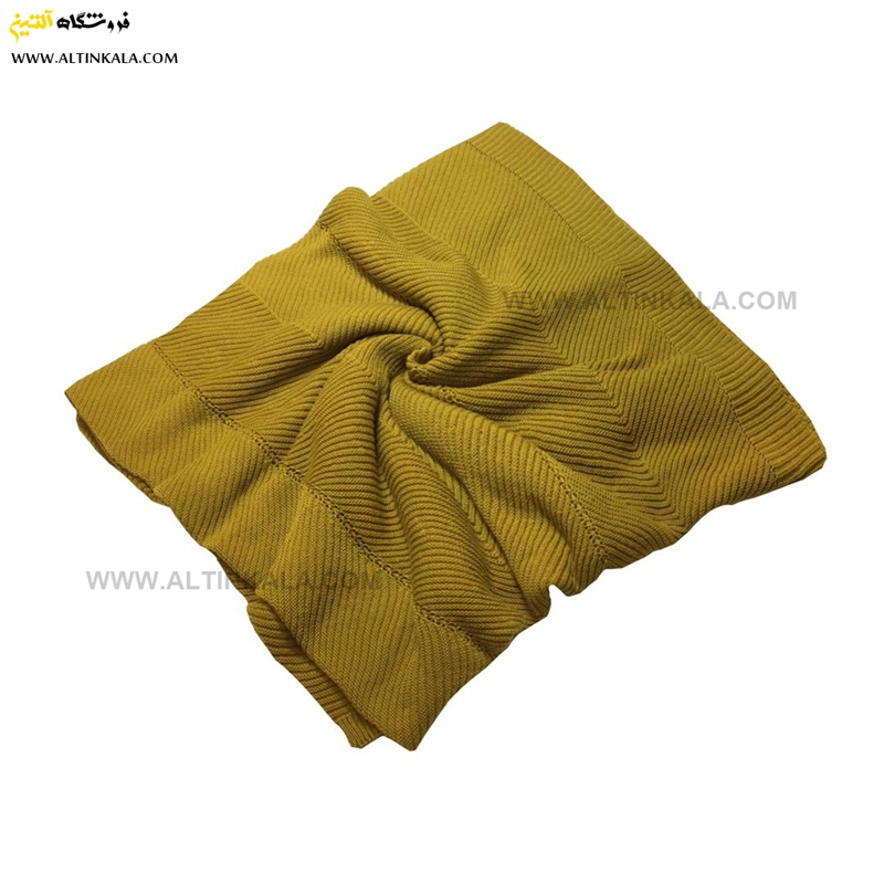 شال مبل بافت سوپر (تراکم بالا) طرح کجراه سایز 160×220 خردلی