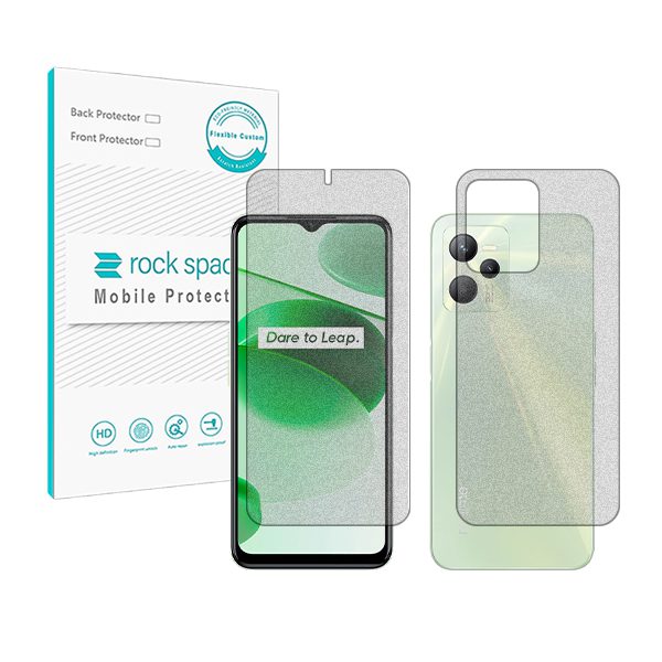گلس صفحه نمایش و پشت گوشی ریلمی C35 مدل نانو هیدروژل مات برند راک اسپیس کد SS