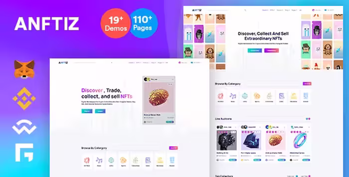 دانلود قالب فروشگاه NFT اچ تی ام ال Anftiz