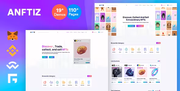 دانلود قالب فروشگاه NFT اچ تی ام ال Anftiz