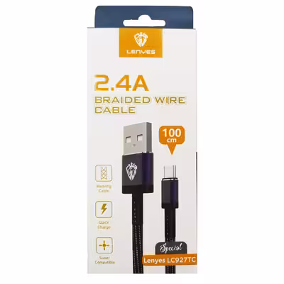 کابل تبدیل usb به usb-c لنیز مدل LENYES LC927TC طول 1 متر