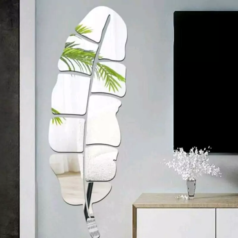 اینه دکوراتیو مدل برگ سایز نصبی یک مترو بیست سانت