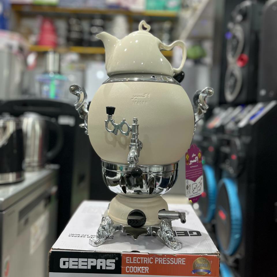 سماور سه کاره   توپی قوری دار  دسته قلبی زر دار  اکسیر