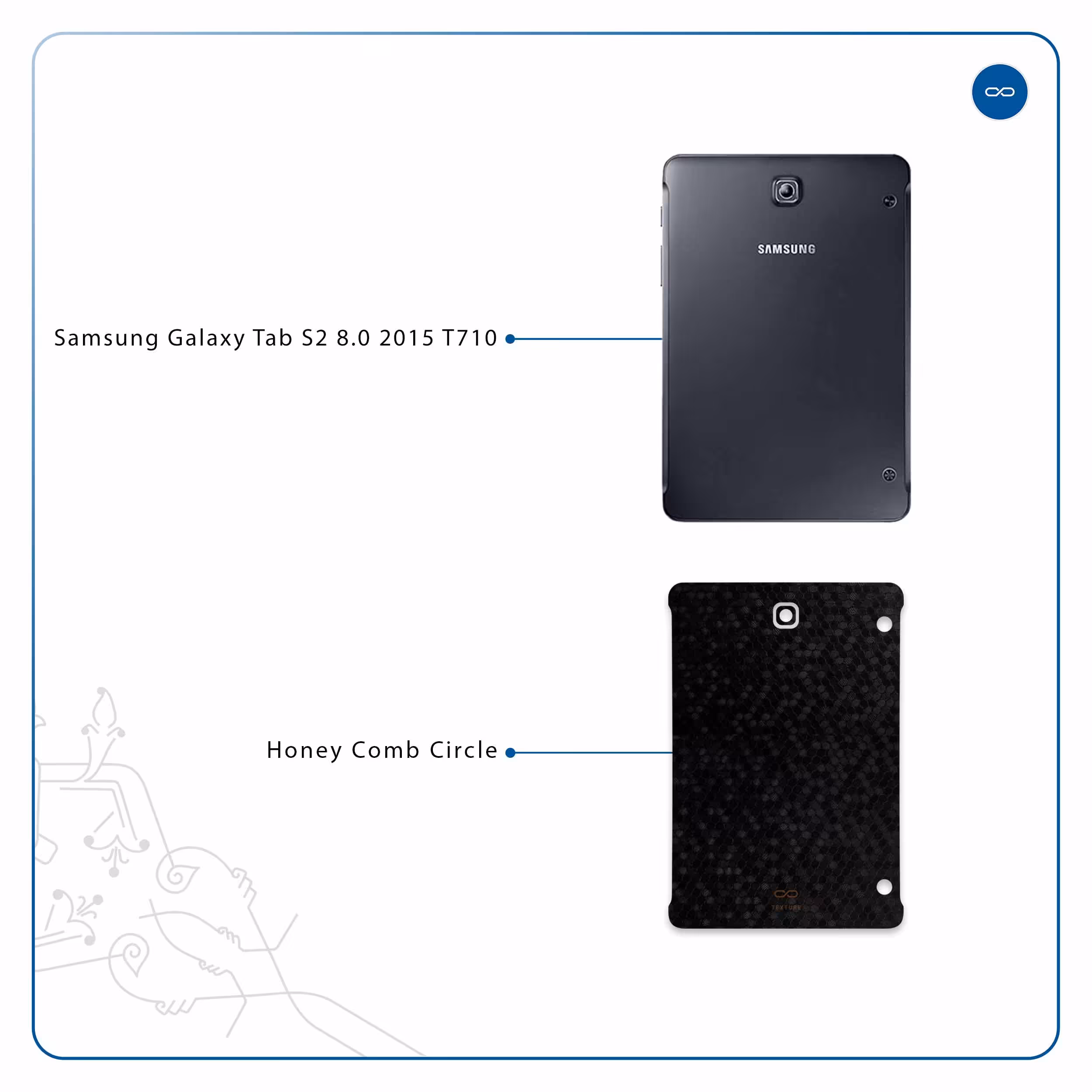 برچسب پوششی ماهوت مدل Honey-Comb-Circle مناسب برای تبلت سامسونگ Galaxy Tab S2 8.0 2015 T710