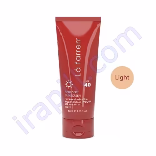 کرم ضد آفتاب و ضد لک رنگی لافارر مخصوص پوستهای خشک و معمولی – رنگ روشن  SPF40 40 میلی لیتر