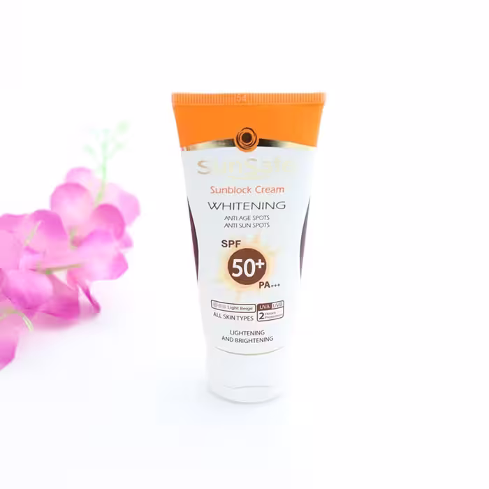 کرم ضدآفتاب کرم پودری و روشن کننده spf50 برند سان سیف 90322