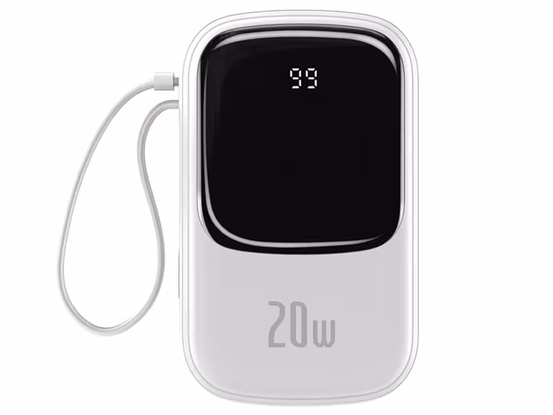 پاور بانک سریع بیسوس با کابل متصل لایتنینگ Baseus Qpow Digital Display 20000mAh 20W PPQD-H02