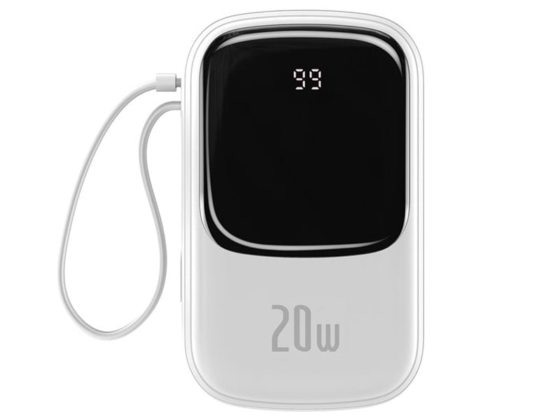 پاور بانک سریع بیسوس با کابل متصل لایتنینگ Baseus Qpow Digital Display 20000mAh 20W PPQD-H02