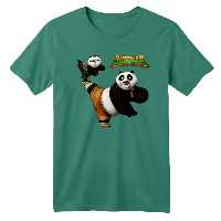 تی شرت آستین کوتاه بچگانه مدل پاندا کنگفوکار کد 1 رنگ سبز سدری