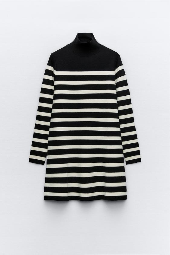لباس زنانه راه راه زارا STRIPED KNIT DRESS | تهران زارا TehranZara