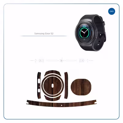 برچسب ماهوت طرح Dark_Walnut_Wood مناسب برای ساعت هوشمند سامسونگ Galaxy Gear S2