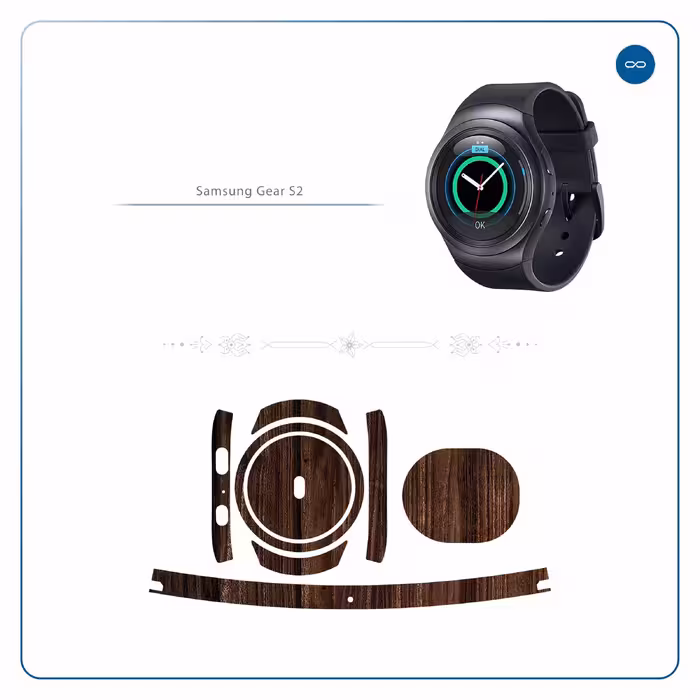 برچسب ماهوت طرح Dark_Walnut_Wood مناسب برای ساعت هوشمند سامسونگ Galaxy Gear S2