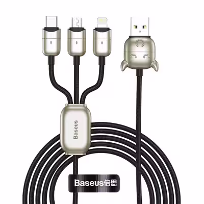 کابل تبدیل USB به USB-C / microUSB / لایتنینگ باسئوس مدل CAMLT-YE01 طول 1.2 متر
