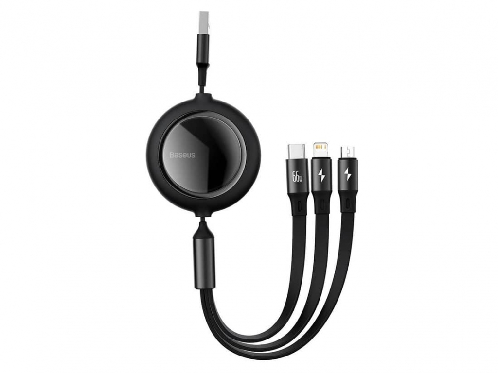 کابل شارژ سریع سه سر بیسوس Baseus Bright Mirror Retractable 66W 12m Cable CAMLC-MJ01