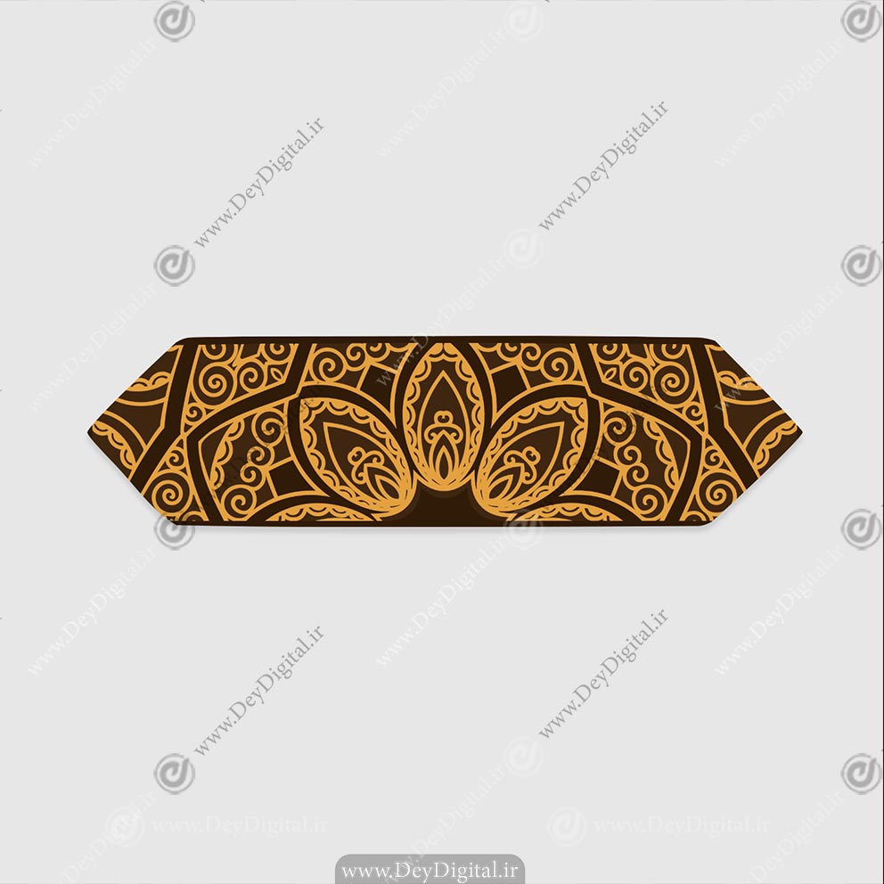 رانر چاپی طرح گل های طلایی زمینه مشکی SM-13203