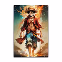 تابلو شاسی گوفی مدل انیمه وان پیس لوفی دزد دریایی کلاه حصیری طرح Luffy One Piece Anime کد WALK41 | دنیای قاب