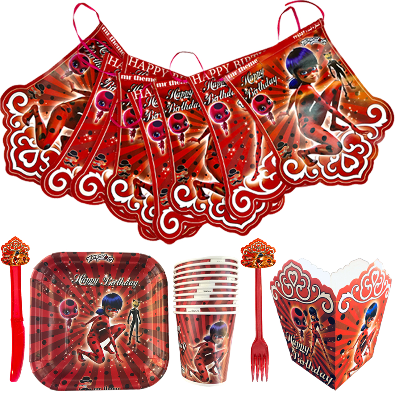 مجموعه 58 عددی تم تولد طرح دختر کفشدوزک پلاس