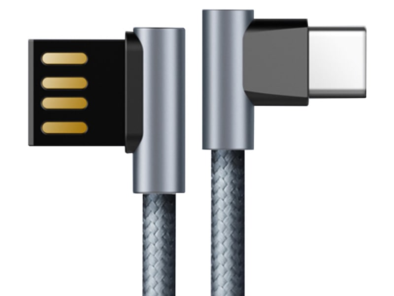 کابل شارژ و انتقال داده تایپ سی راک Rock Type-C Dual-end L-shaped Metal Charge &amp;amp; Sync Cable